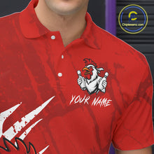 Load image into Gallery viewer, Custom White And Red Funny Rooster Bowling Polo &amp; 1/4-Zip Team Shirts For Men Bowling Gifts NYN2721