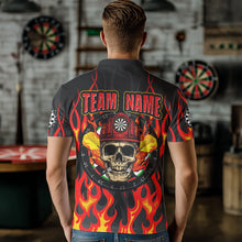 Load image into Gallery viewer, Personalized Skull Firefighter In Flame Custom Darts Shirt For Men, Dart Team Shirts NYN0003