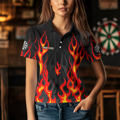 Personalized Skull Firefighter In Flame Custom Darts Shirt For Women, Dart Team Shirts NYN0003