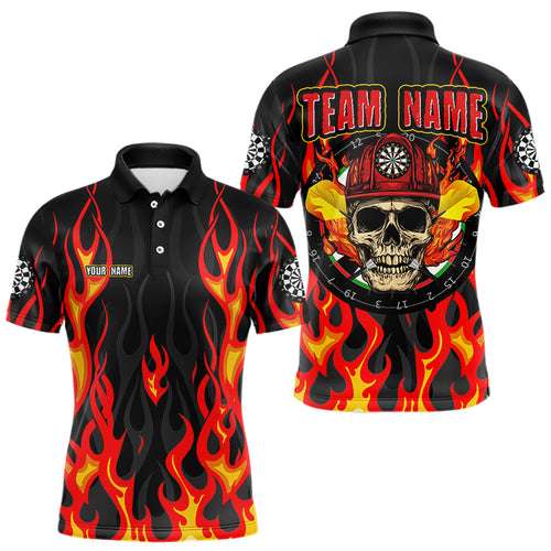 Personalized Skull Firefighter In Flame Custom Darts Shirt For Men, Dart Team Shirts NYN0003