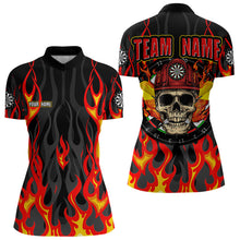 Load image into Gallery viewer, Personalized Skull Firefighter In Flame Custom Darts Shirt For Women, Dart Team Shirts NYN0003