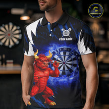 Load image into Gallery viewer, Personalized Blue Dartboard Flame Dart Polo &amp; Quarter Zip Shirt Funny Bull Darts Attire For Men NYN2870