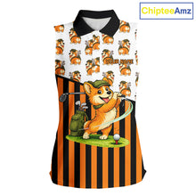 Load image into Gallery viewer, Funny Mens Cute Dog Pattern Golf Sleeveless Polo Shirt Custom Orange Golfing Dog Golf Clothes Attire NYN2874