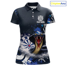 Load image into Gallery viewer, Funny Blue Smoke Cobra Women Darts Polo &amp; Quarter-Zip Shirt Custom Graffiti Dart Team Jerseys NYN3078