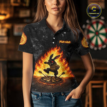 Load image into Gallery viewer, Crazy Rabbit Dartboard Fire Flame Darts Shirt For Women Custom Name &amp; Team Grunge Dart Outfits Jerseys NYN3080