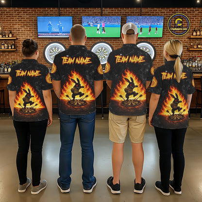 Crazy Rabbit Dartboard Fire Flame Darts Shirt For Women Custom Name & Team Grunge Dart Outfits Jerseys NYN3080