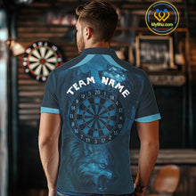 Load image into Gallery viewer, Men’s Team Darts Shirt With Dark Navy Wolves And Grunge Dartboard Pattern NYN0306