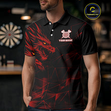 Load image into Gallery viewer, Men’s Custom Darts Shirt With Maroon Dragons And Black Geometric Pattern NYN0308