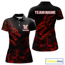 Load image into Gallery viewer, Women’s Custom Darts Shirt With Maroon Dragons And Black Geometric Pattern NYN0308