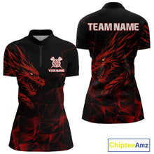 Load image into Gallery viewer, Women’s Custom Darts Shirt With Maroon Dragons And Black Geometric Pattern NYN0308