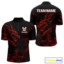 Load image into Gallery viewer, Men’s Custom Darts Shirt With Maroon Dragons And Black Geometric Pattern NYN0308
