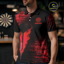Load image into Gallery viewer, Men’s Custom Darts Shirt With Flaming Dart Arrow And Ruby Digital Matrix NYN0310