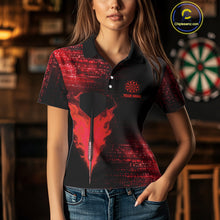 Load image into Gallery viewer, Women’s Custom Darts Shirt With Flaming Dart Arrow And Ruby Digital Matrix NYN0310