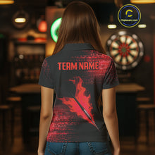 Load image into Gallery viewer, Women’s Custom Darts Shirt With Flaming Dart Arrow And Ruby Digital Matrix NYN0310