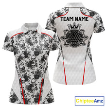 Load image into Gallery viewer, Black And White Skull Roses Golf Polo Shirts For Women Custom Golf Team Attire For Golfers NYN3256