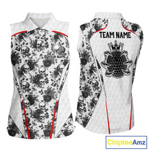 Load image into Gallery viewer, Black And White Skull Roses Golf Sleeveless Polo Shirts For Women Custom Golf Team Attire For Golfers NYN3256
