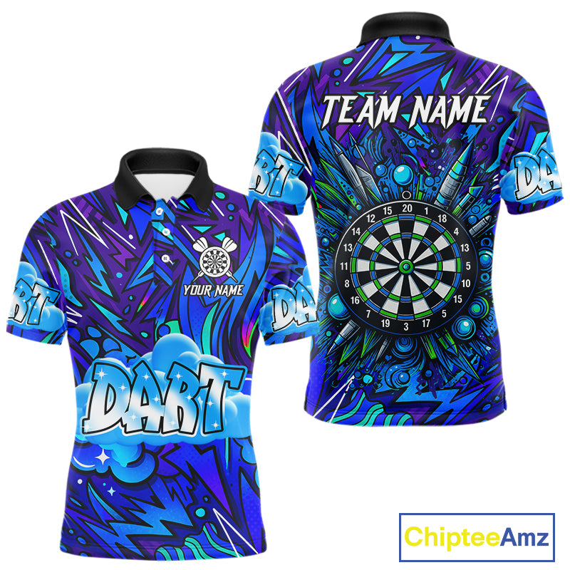 Comic Blast Dartboard Custom Blue Darts Shirt For Men - Name & Team For Players NYN0570