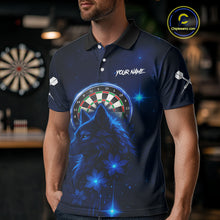Load image into Gallery viewer, Blue Dark Lightning Wolf Dartboard Men's Darts Shirt - Custom Team Jersey NYN0577