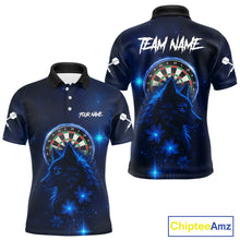 Load image into Gallery viewer, Blue Dark Lightning Wolf Dartboard Men's Darts Shirt - Custom Team Jersey NYN0577