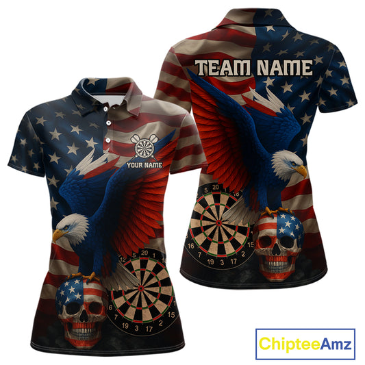 Custom Women's Darts Shirt Eagle US Flag Patriotic Dart Jerseys, Dart Shirts For Lovers NYN1121