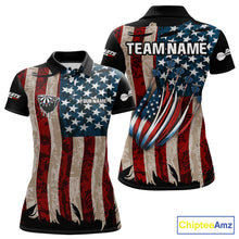 Load image into Gallery viewer, US Flag Dart Arrow &amp; Dartboard Darts Polo Shirt For Women Custom Patriotic Dart Team Jerseys NYN2523