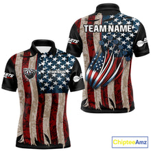 Load image into Gallery viewer, US Flag Dart Arrow &amp; Dartboard Darts Polo Shirt For Men Custom Patriotic Dart Team Jerseys NYN2523