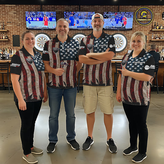 US Flag Dart Arrow & Dartboard Darts Quarter-Zip Shirt For Women Custom Patriotic Dart Team Jerseys NYN2523
