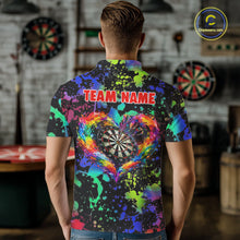 Load image into Gallery viewer, Heart Colorful Splatter Dartboard Men Darts Polo Shirt Custom Valentine Dart Couple Jerseys NYN2526