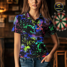 Load image into Gallery viewer, Heart Colorful Splatter Dartboard Women Darts Polo Shirt Custom Valentine Dart Couple Jerseys NYN2526