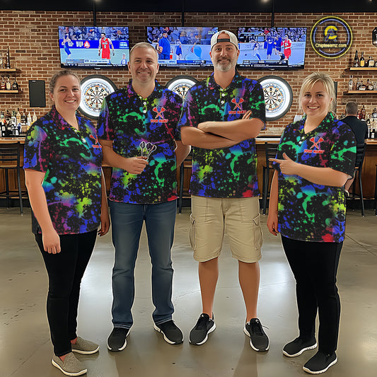 Heart Colorful Splatter Dartboard Women Darts Quarter-Zip Shirt Custom Valentine Dart Couple Jerseys NYN2526