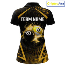 Load image into Gallery viewer, Custom 8 Ball &amp; 9 Ball Women Billiard Shirt Personalized Thunder Yellow Billiard Pool Team Shirt NYN3091