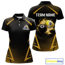 Load image into Gallery viewer, Custom 8 Ball &amp; 9 Ball Women Billiard Shirt Personalized Thunder Yellow Billiard Pool Team Shirt NYN3091