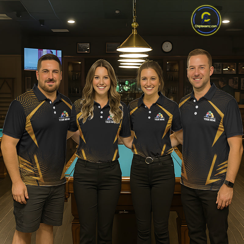 Custom 8 Ball & 9 Ball Mens Billiard Shirt Personalized Thunder Yellow Billiard Pool Team Shirt NYN3091