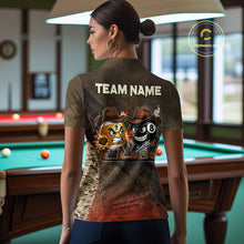 Load image into Gallery viewer, Funny Couple 8 Ball &amp; 9 Ball Cowboys Billiard Shirt For Women Custom Brown Camo Billiard Pool Team Shirt NYN3092