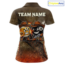 Load image into Gallery viewer, Funny Couple 8 Ball &amp; 9 Ball Cowboys Billiard Shirt For Women Custom Brown Camo Billiard Pool Team Shirt NYN3092