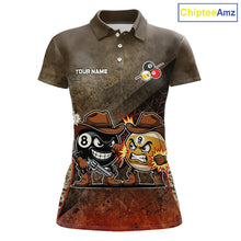 Load image into Gallery viewer, Funny Couple 8 Ball &amp; 9 Ball Cowboys Billiard Shirt For Women Custom Brown Camo Billiard Pool Team Shirt NYN3092