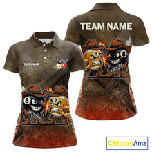 Load image into Gallery viewer, Funny Couple 8 Ball &amp; 9 Ball Cowboys Billiard Shirt For Women Custom Brown Camo Billiard Pool Team Shirt NYN3092