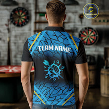 Load image into Gallery viewer, Men’s Custom Darts Shirt With Blue Cracked Pattern And Fist Holding Dart Arrow NYN0311