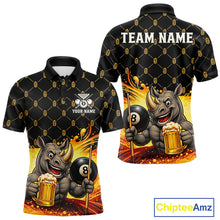 Load image into Gallery viewer, Beer Funny Rhino Play Pool 8 Ball men's billiard polo shirt custom pool team jersey, personalized billiards apparel, funny billiard shirt