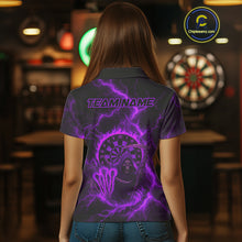 Load image into Gallery viewer, Custom Purple Flames Grim Reaper Lightning Dart Women Polo Jerseys Outfits Dart Gifts NYN1720