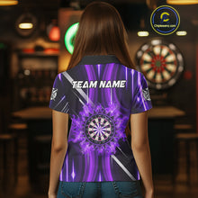 Load image into Gallery viewer, Custom Purple Flames Dartboard Flower Women Darts Polo Shirt Dart Team Jersey Gifts NYN1987