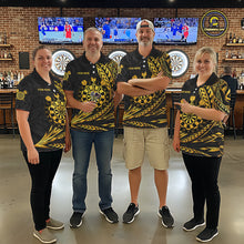 Load image into Gallery viewer, Personalized Black &amp; Gold Tribal Darts Polo &amp; Quarter-Zip Custom Dart Shirts For Women Dart Jerseys  NYN2885