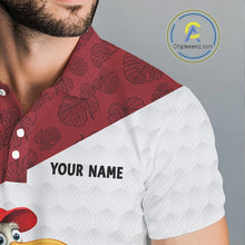Load image into Gallery viewer, Funny Duck Golfer Mens Golf Polo Shirt Custom Black Grunge Tropical Team Golf Shirts | Red NYN3101