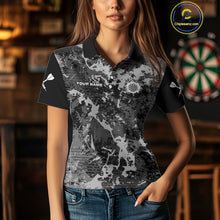 Load image into Gallery viewer, Women's Custom Darts Shirt - Gothic Dartboard With Ink Splash &amp; Baroque Pattern NYN0321