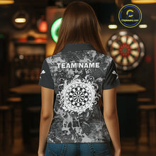 Load image into Gallery viewer, Women's Custom Darts Shirt - Gothic Dartboard With Ink Splash &amp; Baroque Pattern NYN0321