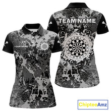 Load image into Gallery viewer, Women's Custom Darts Shirt - Gothic Dartboard With Ink Splash &amp; Baroque Pattern NYN0321