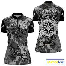 Load image into Gallery viewer, Women's Custom Darts Shirt - Gothic Dartboard With Ink Splash &amp; Baroque Pattern NYN0321