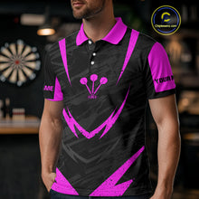 Load image into Gallery viewer, Men's Custom Darts Team Shirt - Purple Wings Skull Dartboard With Grunge Pattern NYN0324