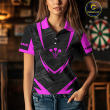 Load image into Gallery viewer, Women's Custom Darts Team Shirt - Purple Wings Skull Dartboard With Grunge Pattern NYN0324