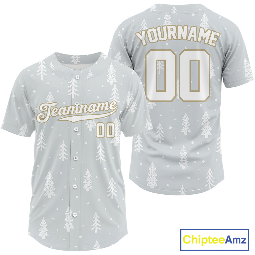 Custom Grey Snowflake Baseball Christmas Shirt For Men Outfits Xmas Baseball Jerseys NYN1471